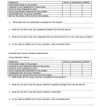 Group and Self-Evaluation